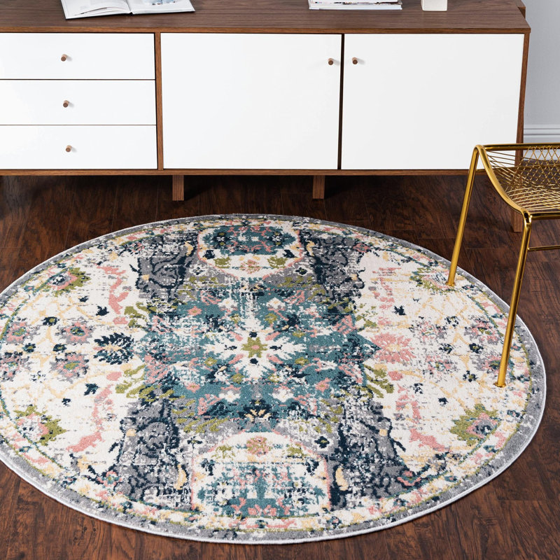 Tapis de couloir beige Ludovica, Rond 5 pi 1 po