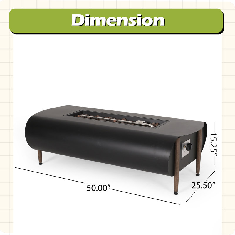 Foyer d'extérieur rectangulaire - 50 000 BTU (couvercle de réservoir non inclus)