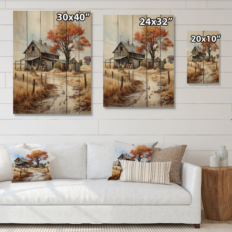 Farmhouse Seasons I sur impression sur bois, H 40 po x l 30 po x P 0,78 po