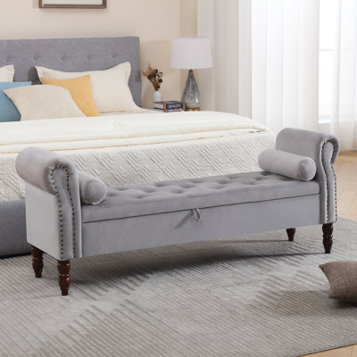Minaal Velvet Upholstered with Arms Storage Bench