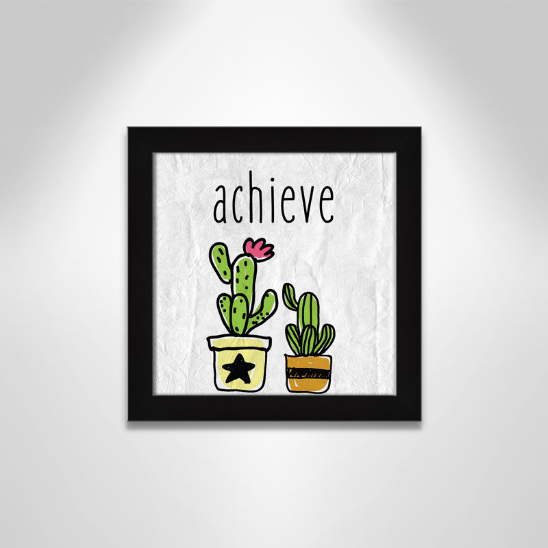 Impression sur papier Cacti C, Encadré plat noir, H 12 po x l 12 po x P 0,6 po
