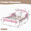 Lit plateforme tapissier pour enfant complet en forme de chat, cadre de lit pour enfant à profil bas de style princesse pour chambre à coucher, blanc et rose-917340044