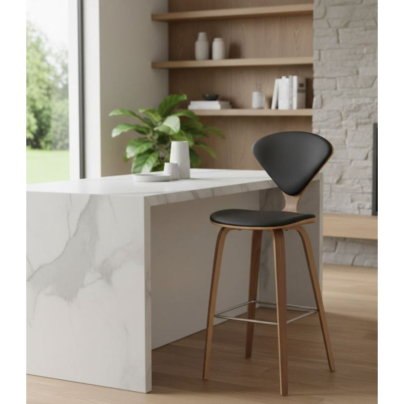 Tabouret de comptoir Leonel, Noir