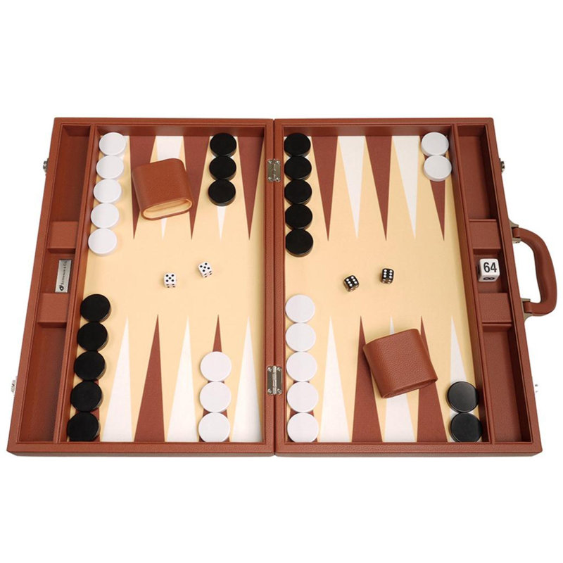 Silverman & Co. 2 Player Wool / Felt Backgammon, 2.75" H x 12.63" W x 19" L, Desert Brown