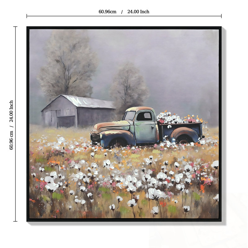 «Farmhouse Old Truck», art mural sur toile