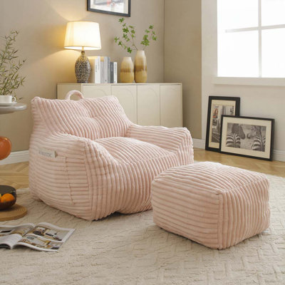 Fauteuil à billes avec repose-pieds Corduroy