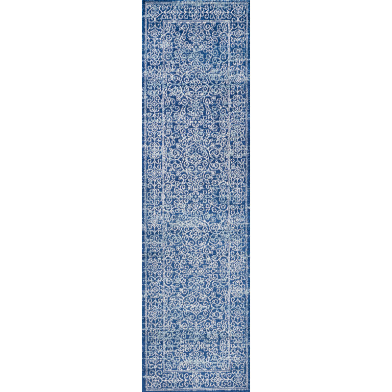 Neder Filigree Blue Rug, Runner 2'3" x 8'
