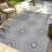 Paseo Tiaret All-Weather Flatweave Indoor/Outdoor Area Rug, Gray Black Silver Tribal Sunburst – Patio, Deck, Porch & Poolside-111107891