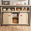 Îlot de cuisine de 42 pouces avec prise de courant en brun - Chariot mobile avec portes coulissantes, rangement, 2 armoires et 4 tablettes pour la cuisine ou la salle à manger