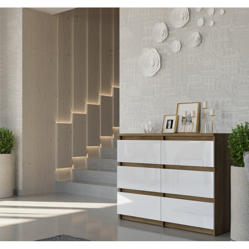 Ennen 106cm W 6 - Drawer Chest of Drawers, Country Oak