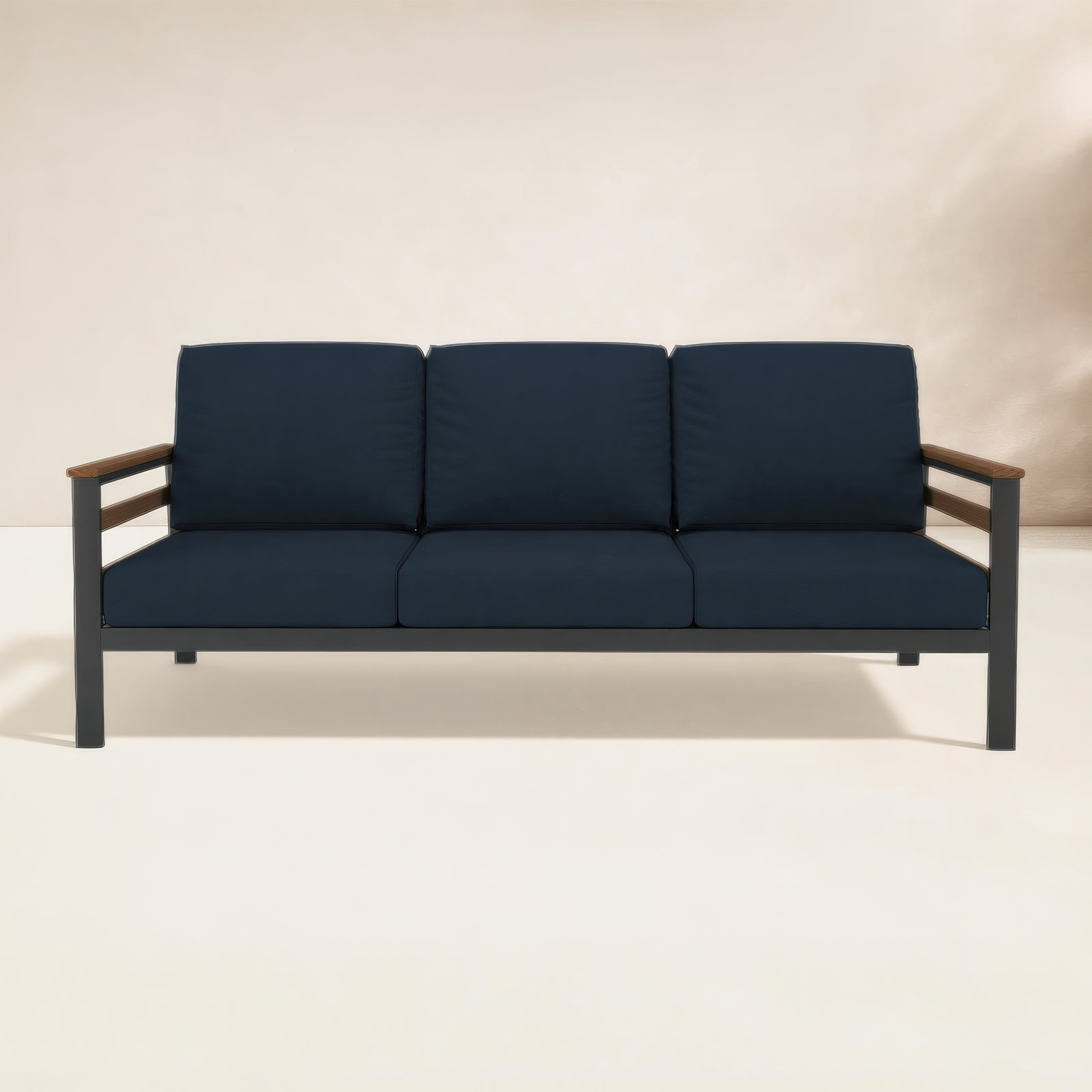 Townsend 80" Sunbrella® Patio Sofa, Canvas Navy Sunbrella® Canvas, Brown