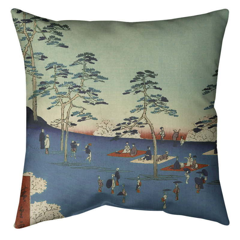 Coussin décoratif view from asuka hill, 18 po x 18 po, Bleu, Faux lin