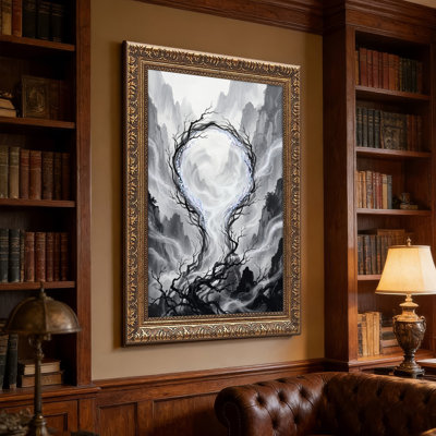 Art mural en toile noyer doré encadré pour le salon, la chambre à coucher, le bureau ou le vestibule - décoration murale décorative avec arbre mystique