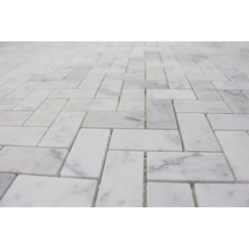 1x2 CARRARA HERRINGBONE HONED