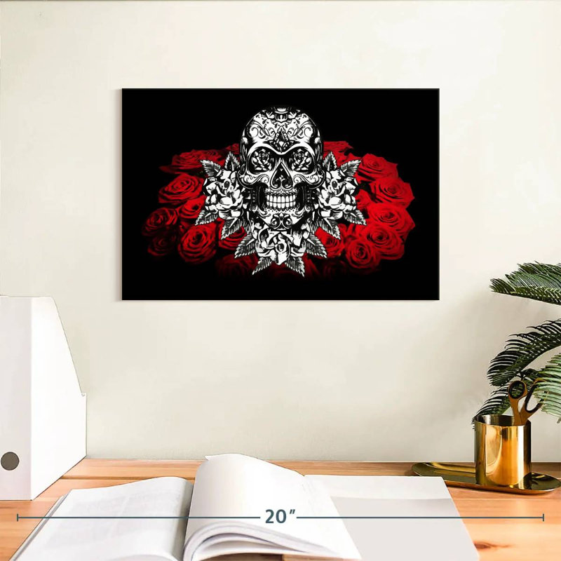 Crâne floral Hitzel, H 8 po x l 12 po