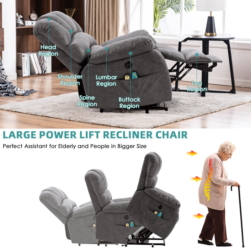 Fauteuil inclinable électrique Anastasie, Microfibre/microsuède gris