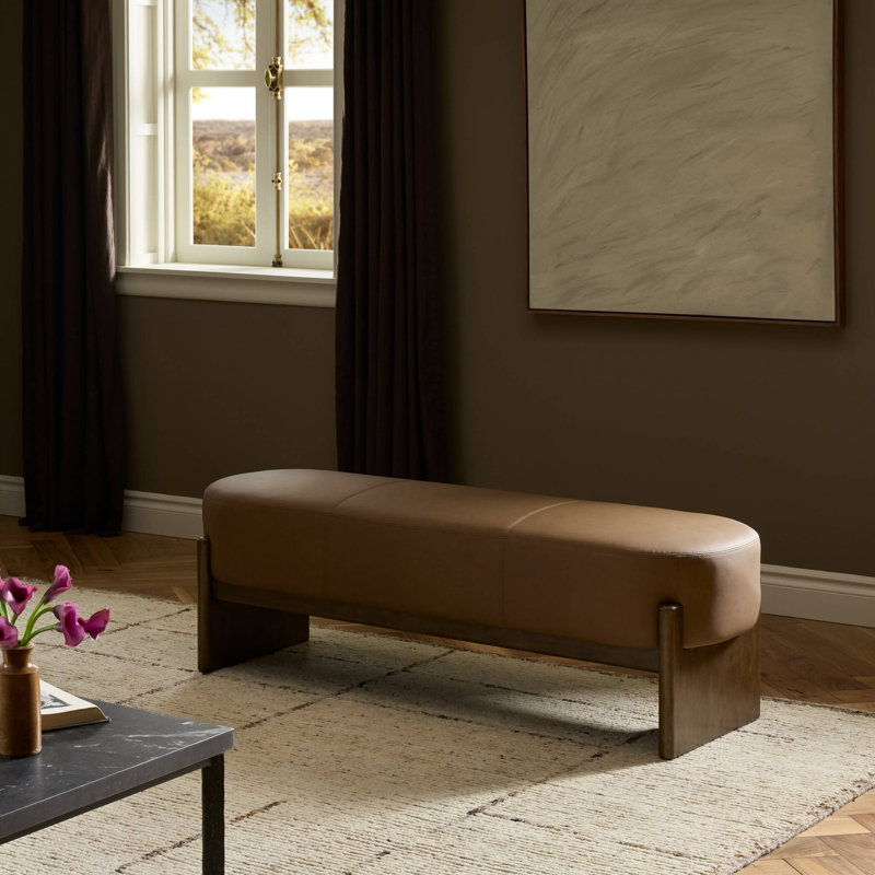 Kirby Accent Bench- 60"-Solema Cream, Maestro Cigar, Terra Brown Parawood
