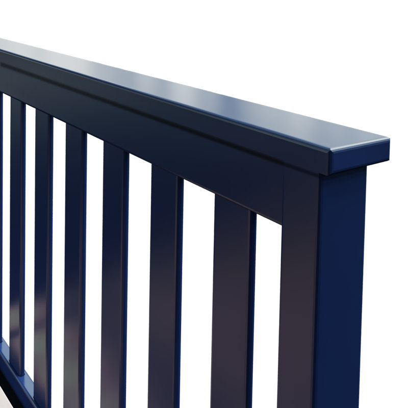 Solid Wood Platform Bed with Slat Headboard , Full, Blue