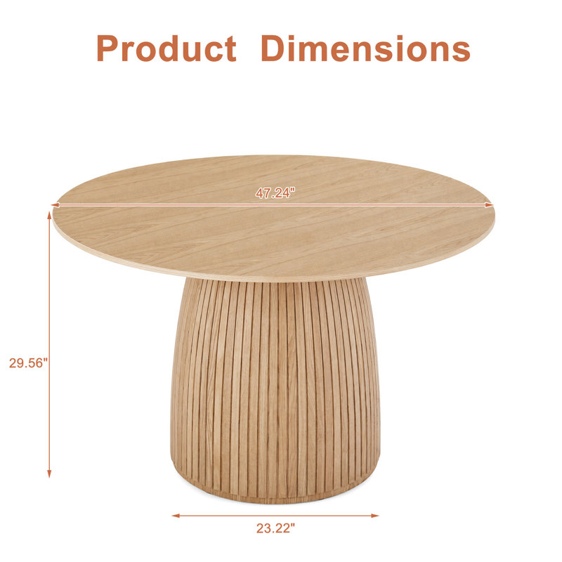 Table de salle à manger Modern, H 47,24 po x l 47,24 po x P 29,56 po, Chêne