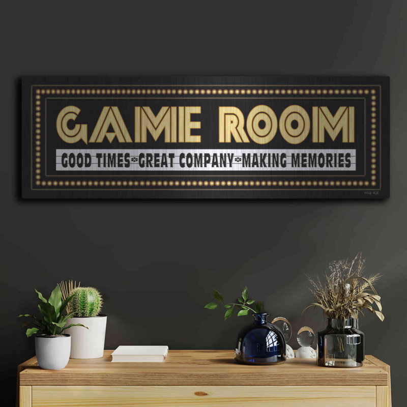 «Game Room Sign» par Cindy Jacobs, art mural en métal, H 12 po x l 36 po