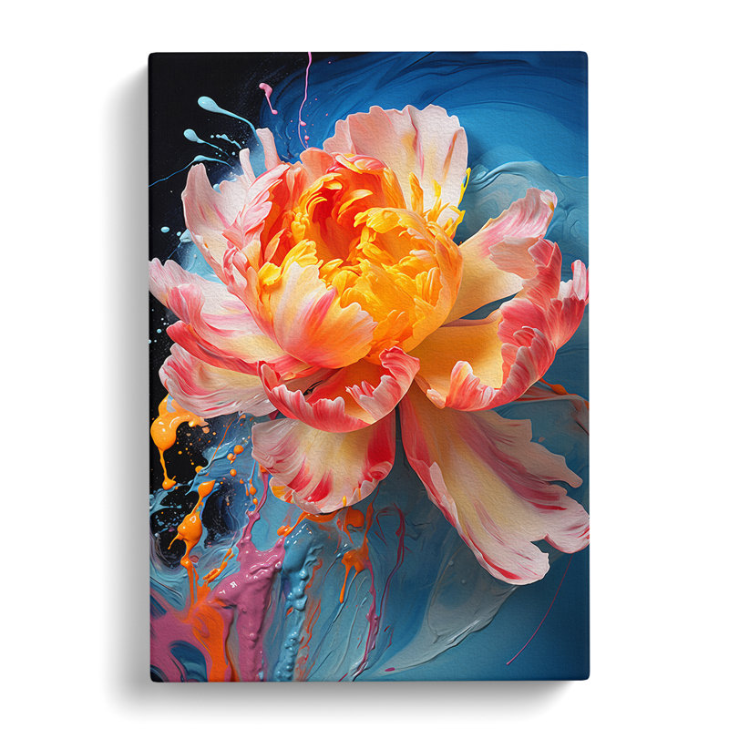 Peony Flower Expressionism - Wrapped Canvas Print, 50cm H x 35cm W x 3cm D