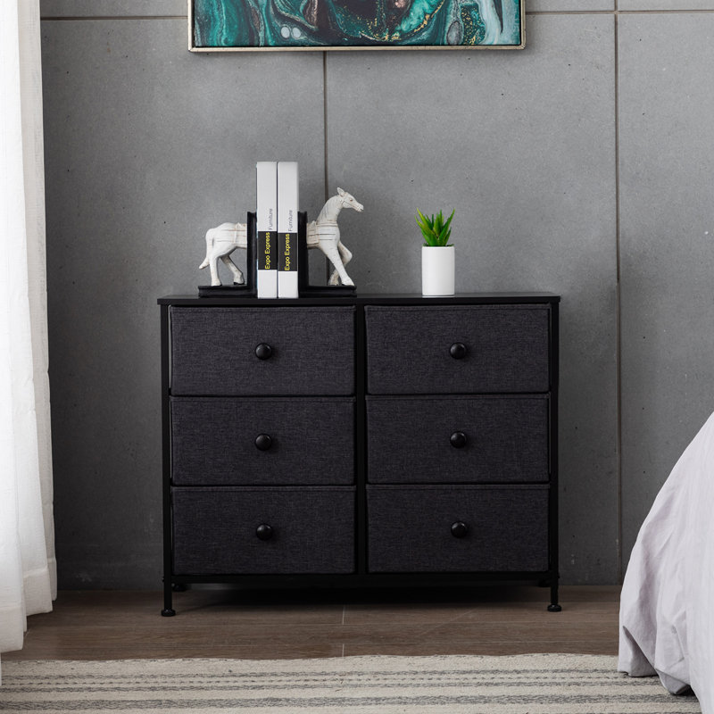 Commode 6 tiroirs Ellerbe, Noir