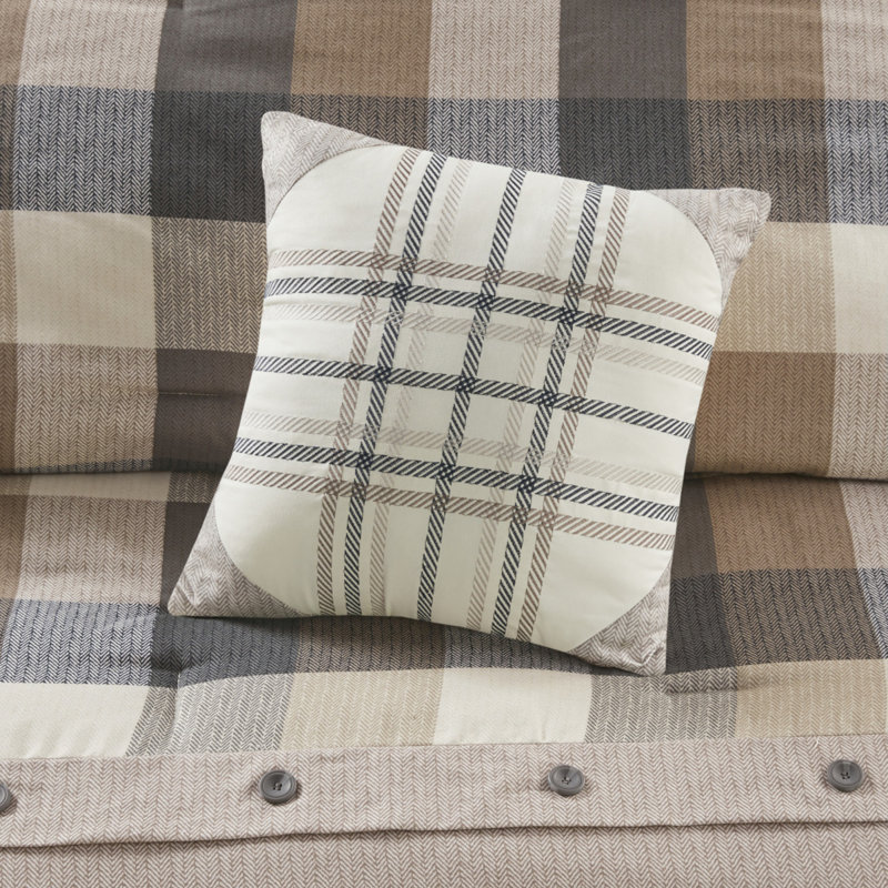 Ensemble de literie confortable 7 pièces, chevrons en polyester, style maison de campagne