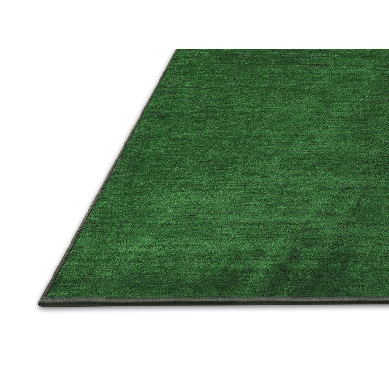 Tapis vert en laine et polyester tissé à la machine à motif abstrait, Rectangle 3 pi x 5 pi