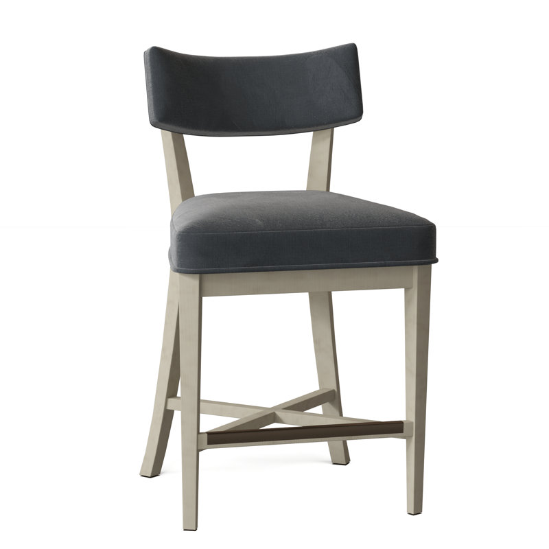 Juliet Upholstered Stool with Solid Wood Frame, Linen (3152 72), Walnut, Counter Stool (25.5" Seat Height)