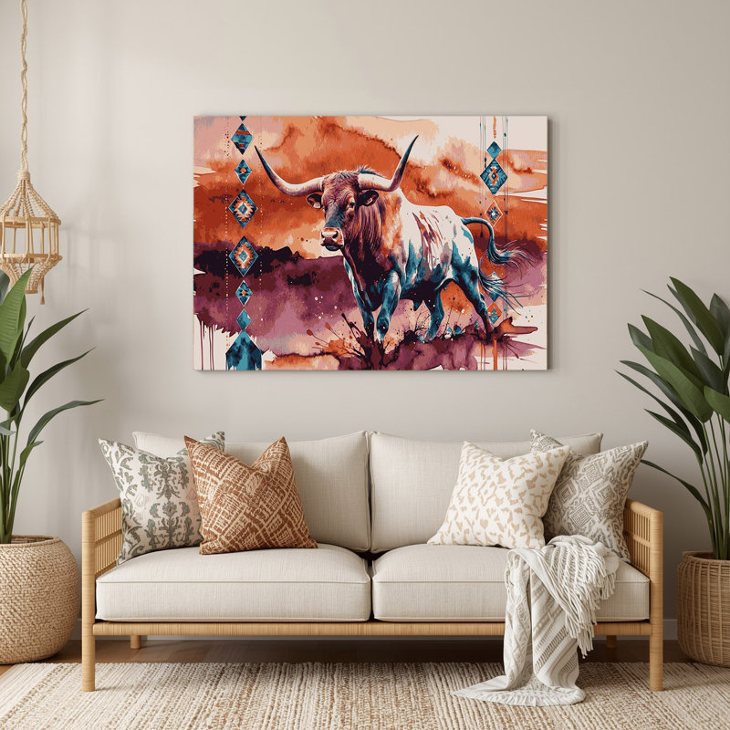 «Southwestern Cowboy Ranch Animal» 77, art mural en métal rose, H 240 po x l 360 po x P 0,05 po