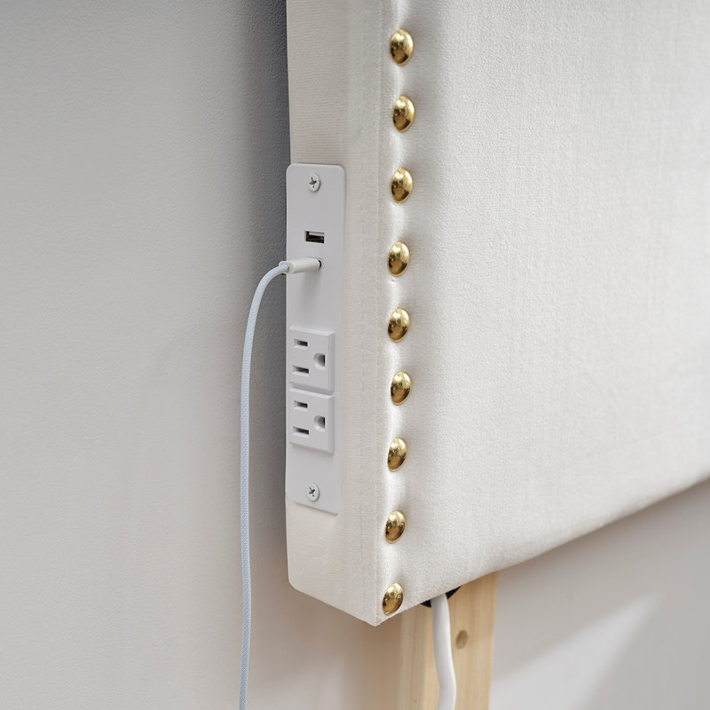 Tête de lit Bevel Tacked, Blanc / Doré
