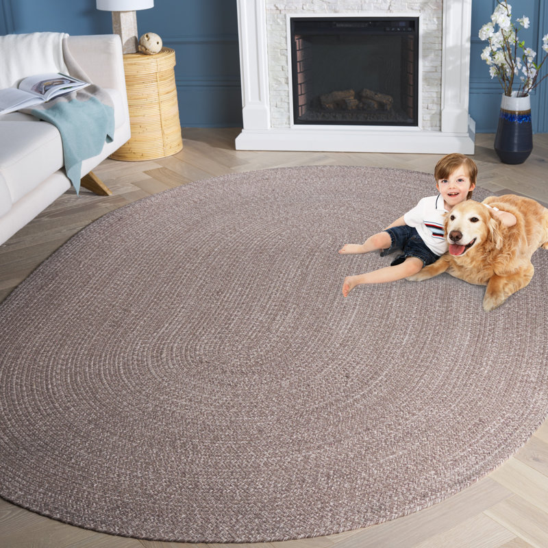 Petersburg Geometric Cotton Hand Woven Area Rug, Oval 122 x 183cm