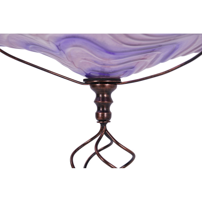 Glass Single Tier Birdbath, Purple