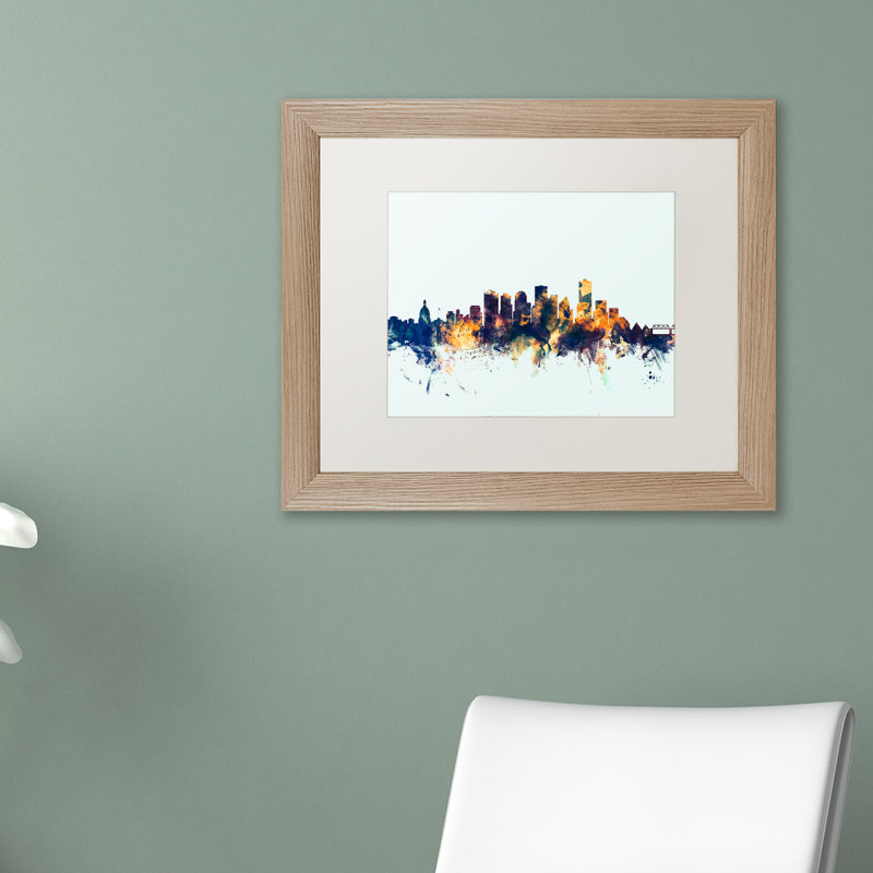 « edmonton canada horizon blue », impression encadrée, H 11 po x l 14 po x P 0,5 po, Encadrement brun