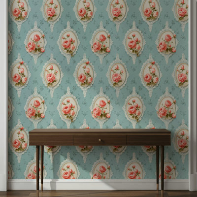 Papier peint à motif de dentelle rétro Vintage Roses