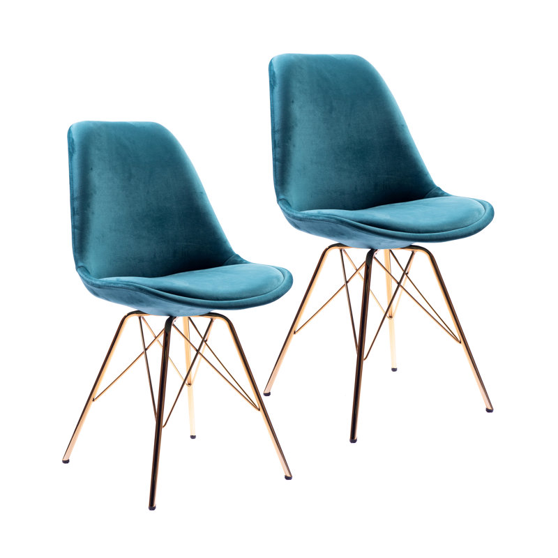 Lougenia 18.9'' H Velvet Upholstered Side Chair, Turquoise