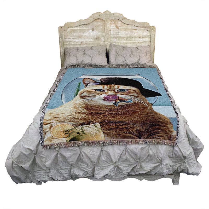 Pure Country Weavers Cat Eating Blanket by James Booker - Cat Lover Gift Tapestry Throw Woven from Cotton - Made in The USA (72x54)