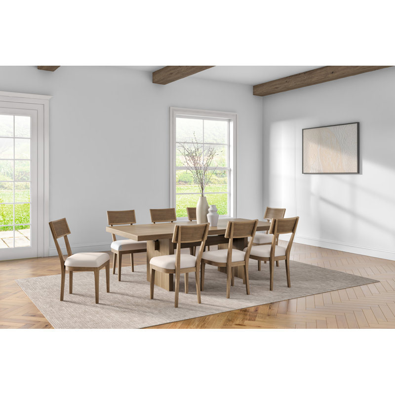Myrianne Coastal Wood Rectangular Kitchen Table with Six Chairs,Brown, 9