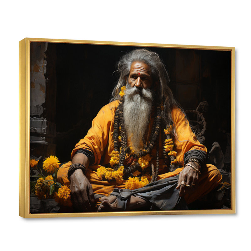 " Religious Sacred Pilgrimage II ", 16" H x 32" W x 1" D, Gold Floater Framed