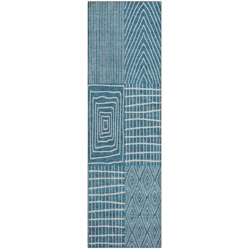 Premium Machine Washable Lyndhurst AMF990 Geometric Rug, Tapis de couloir 2 pi 3 po x 7 pi 6 po