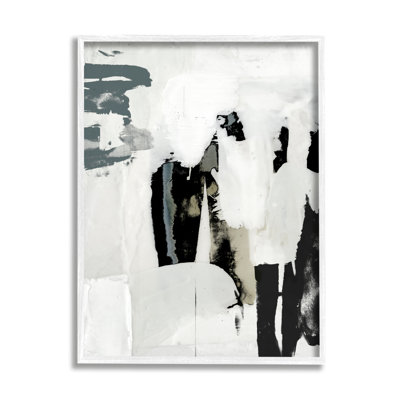 «Modern Industrial Abstraction Distress Layered Tones Black Grey» par Jennifer Goldberger - peinture sur toile