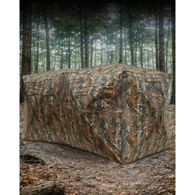 270° See-Through Pop-Up Ground Outdoor Blind for Deer, Turkey & Elk – 3-4 Person Portable Camo Shelter with Silent Windows, Brush Loops & Carry Bag