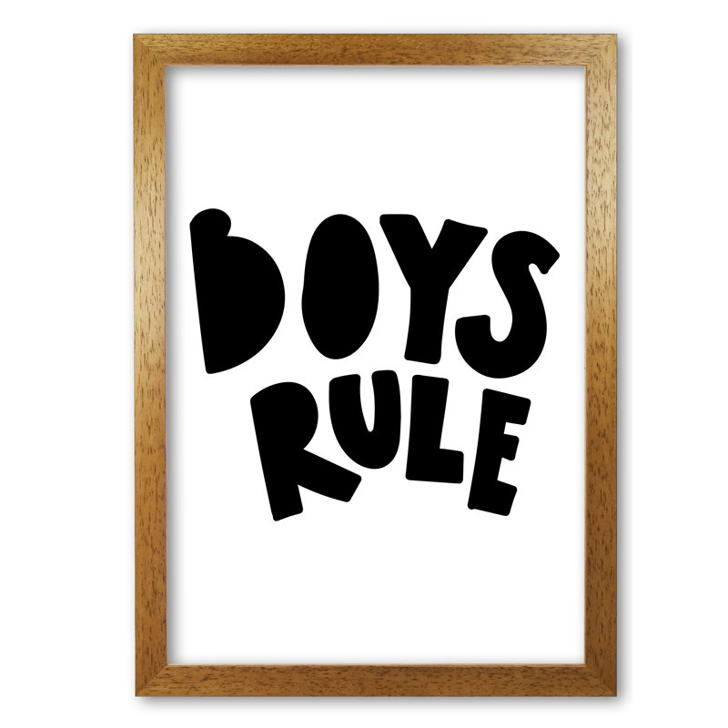 Boys Rule - Print, 60 cm H x 42 cm W x 5 cm D, Honey Oak Frame