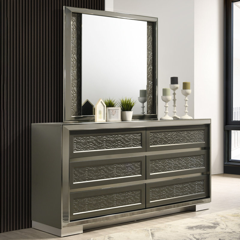 Commode 6 tiroirs avec miroir Rivington