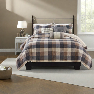 Ensembles de literie en polyester Farmhouse, courtepointe à chevrons avec coussins pour la maison