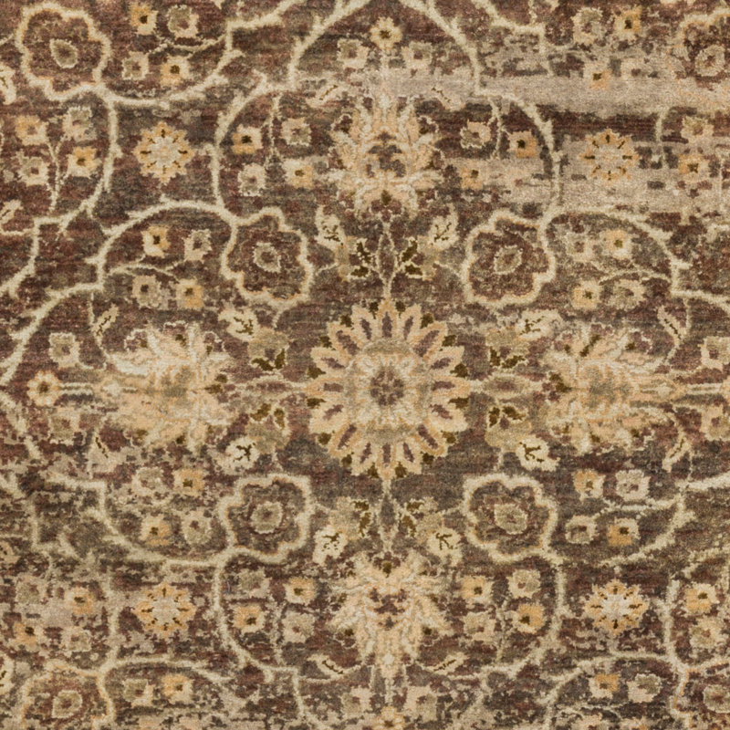 Empress Wool Damask Area Rug in Green, Rectangle 5'6" x 8'6"