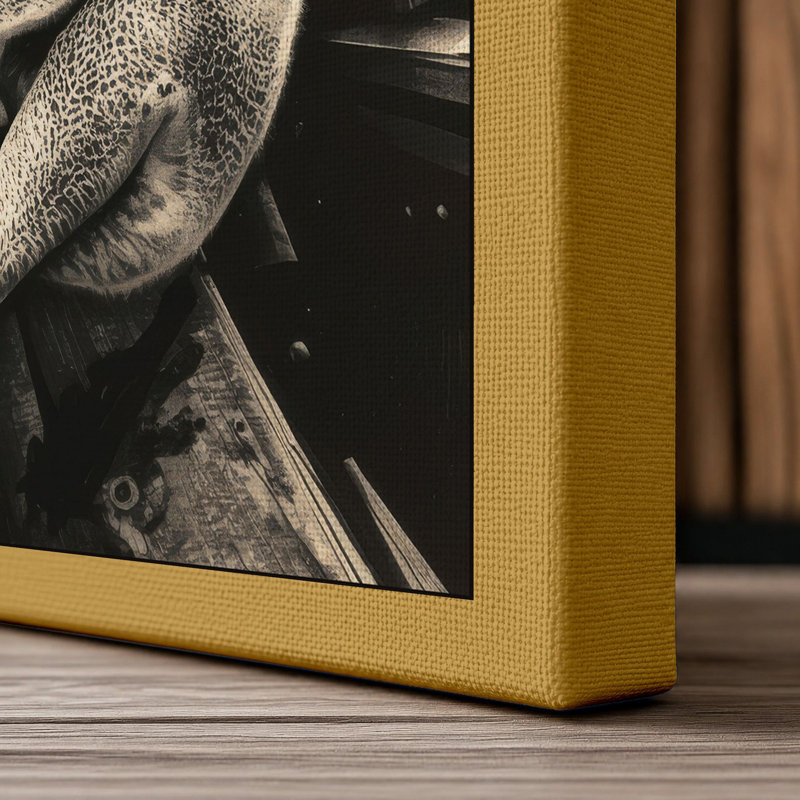 Koala Halo Japandi - Wrapped Canvas, 36x24 - 91.4 x 61.0 cm, Ochre Border