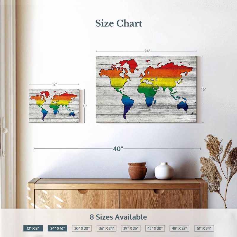 Aliaz Pride World Map, 16" H x 24" W