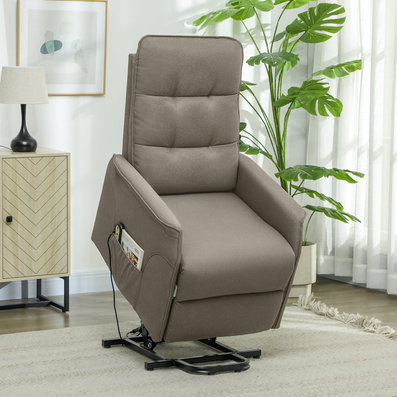 Power Lift Recliner Chair for Elderly, Fabric Lift Chair Sofa with Remote Control, Coffee