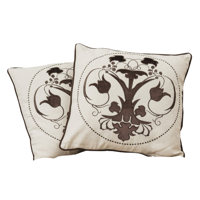 Floral Linen Throw Pillow